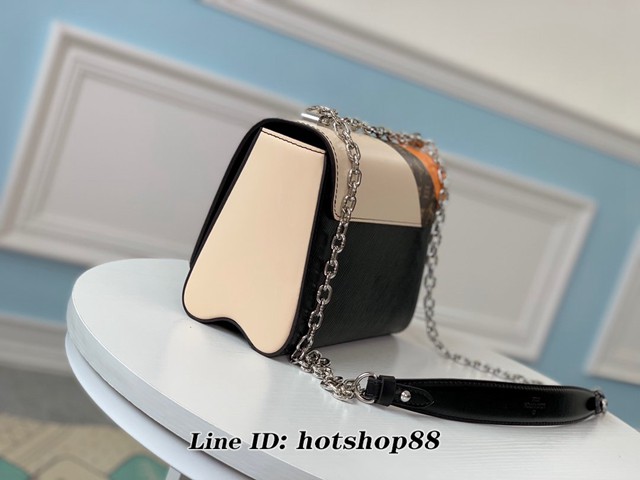 路易威登LV女包 LV鏈條單肩斜挎包 M53800黑色 Twist中號手袋 xxlv1262